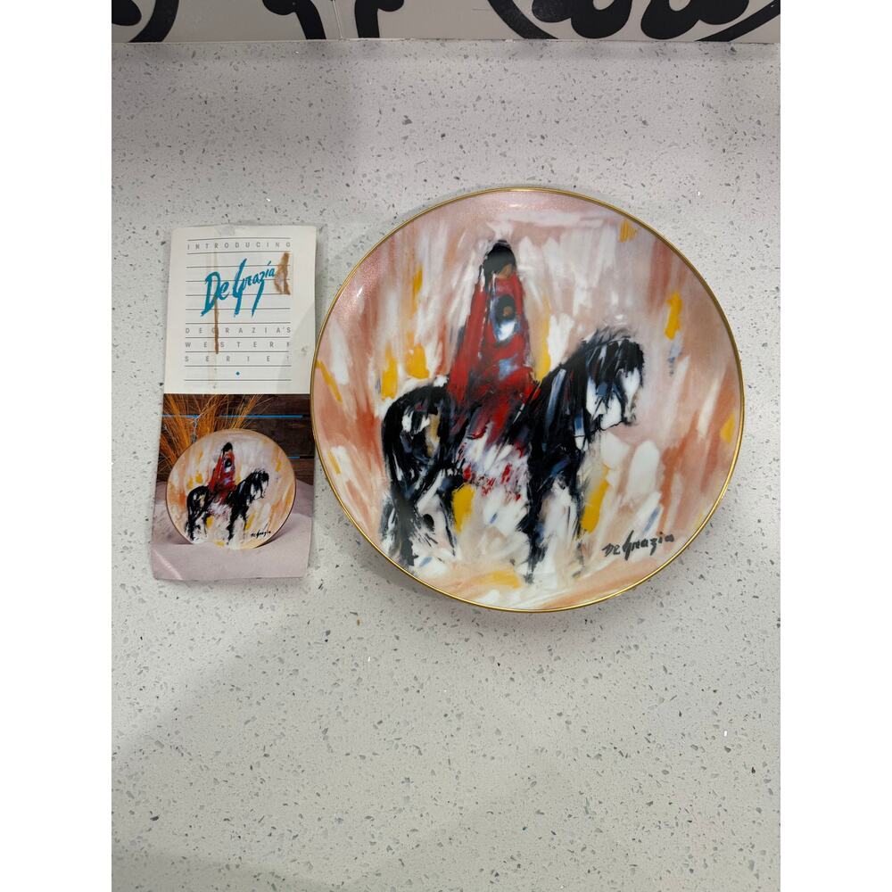 1986 FAIRMONT Porcelain MORNING RIDE by de GRAZIA fromWestern Coll 10" Plate - Picture 3 of 5